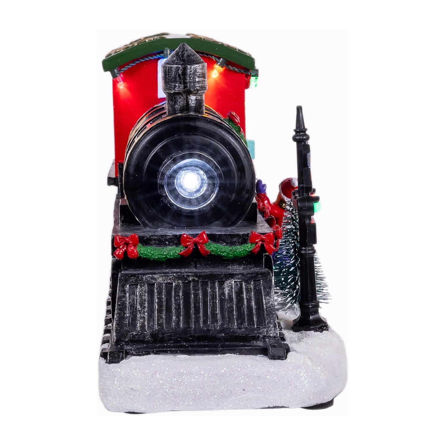 Kurt Adler 5.3-Inch Battery Operated Lighted Musical Santa Train Table Piece