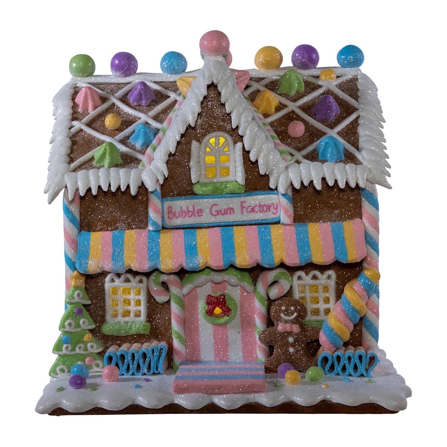 Kurt Adler 8.07-Inch Battery Operated LED Lighted Gingerbread Bubblegum Factory