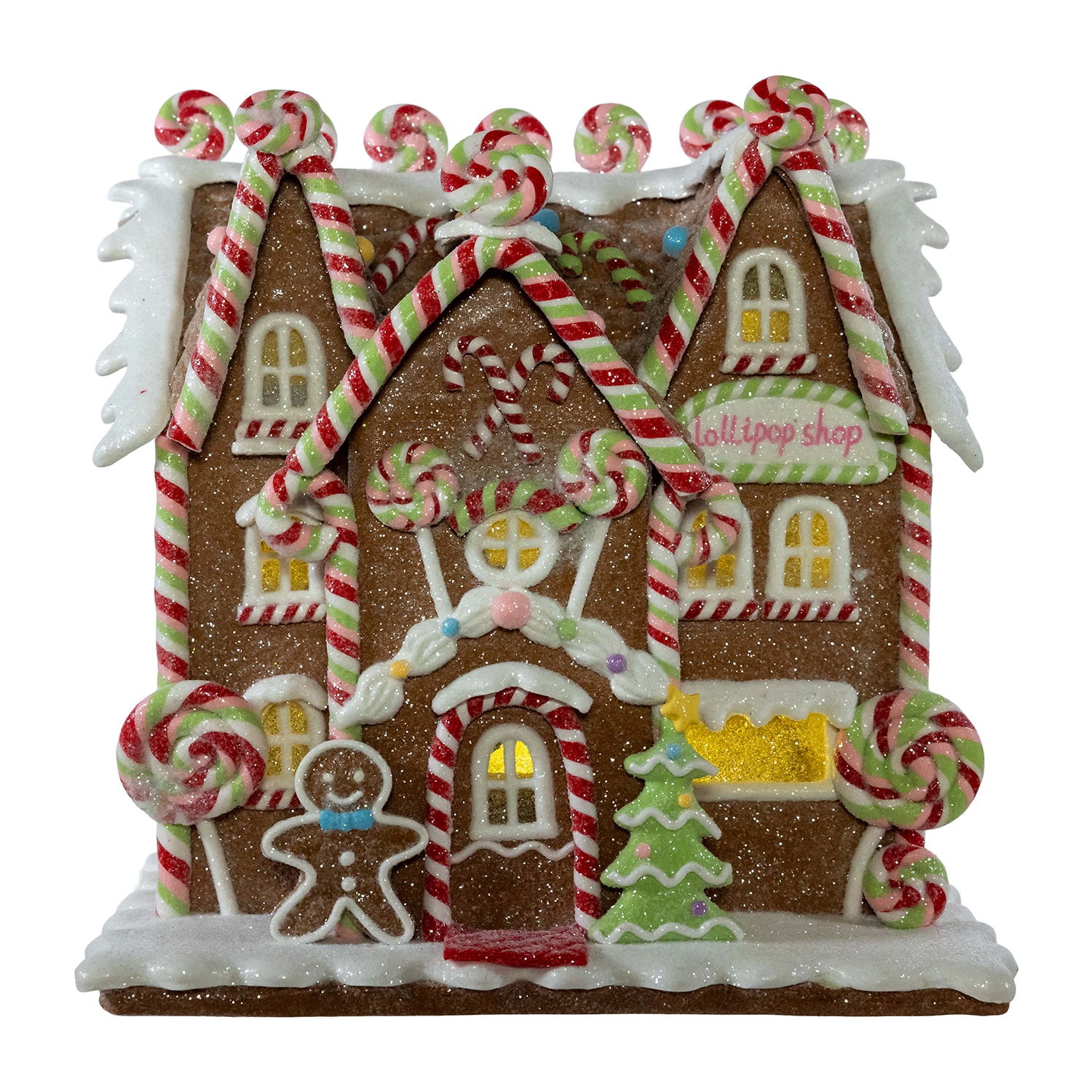 Kurt Adler 8.46-Inch Battery Operated LED Lighted Gingerbread Lollipop Shop