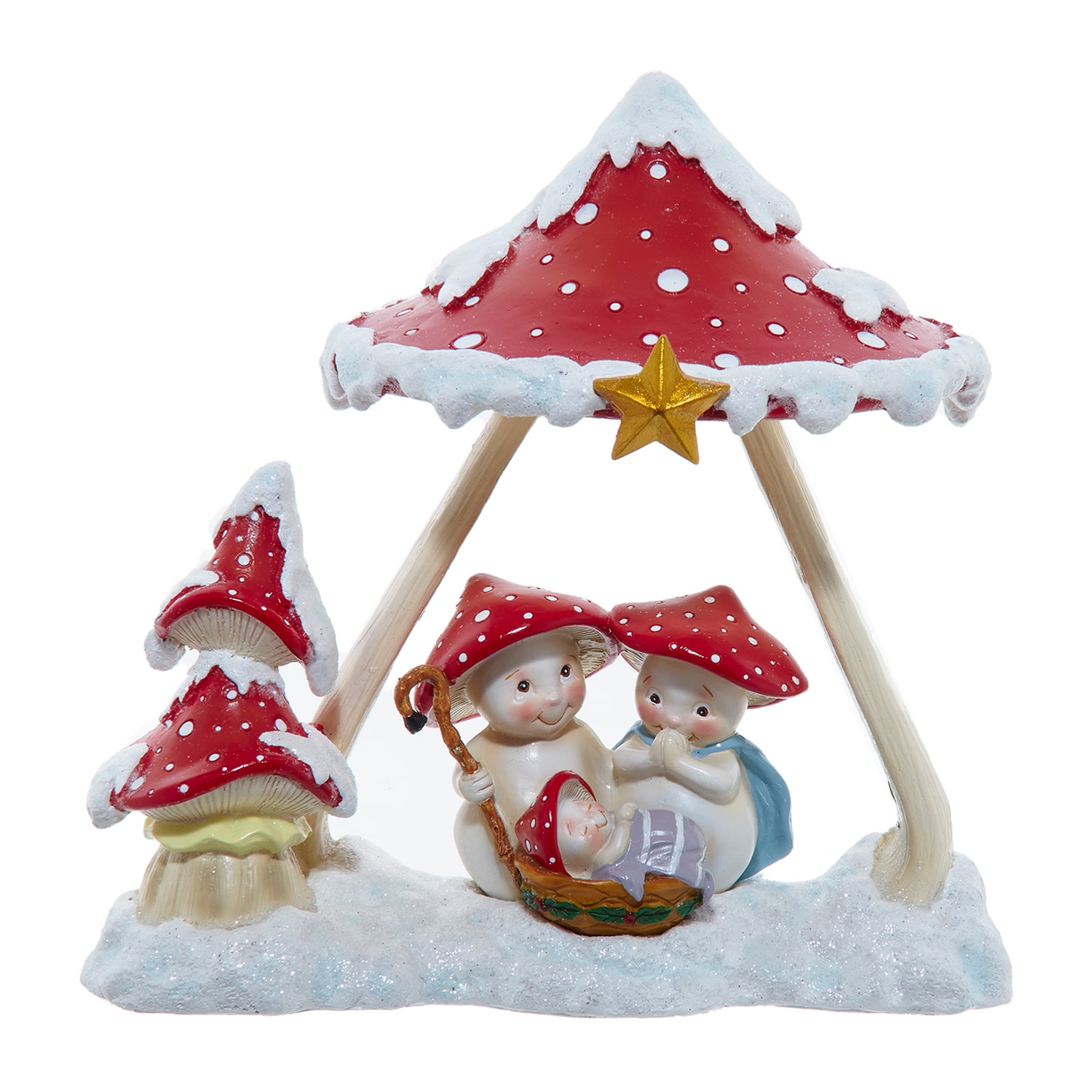 Kurt Adler 7.3-Inch Merry Little Mushroom Nativity Table Piece