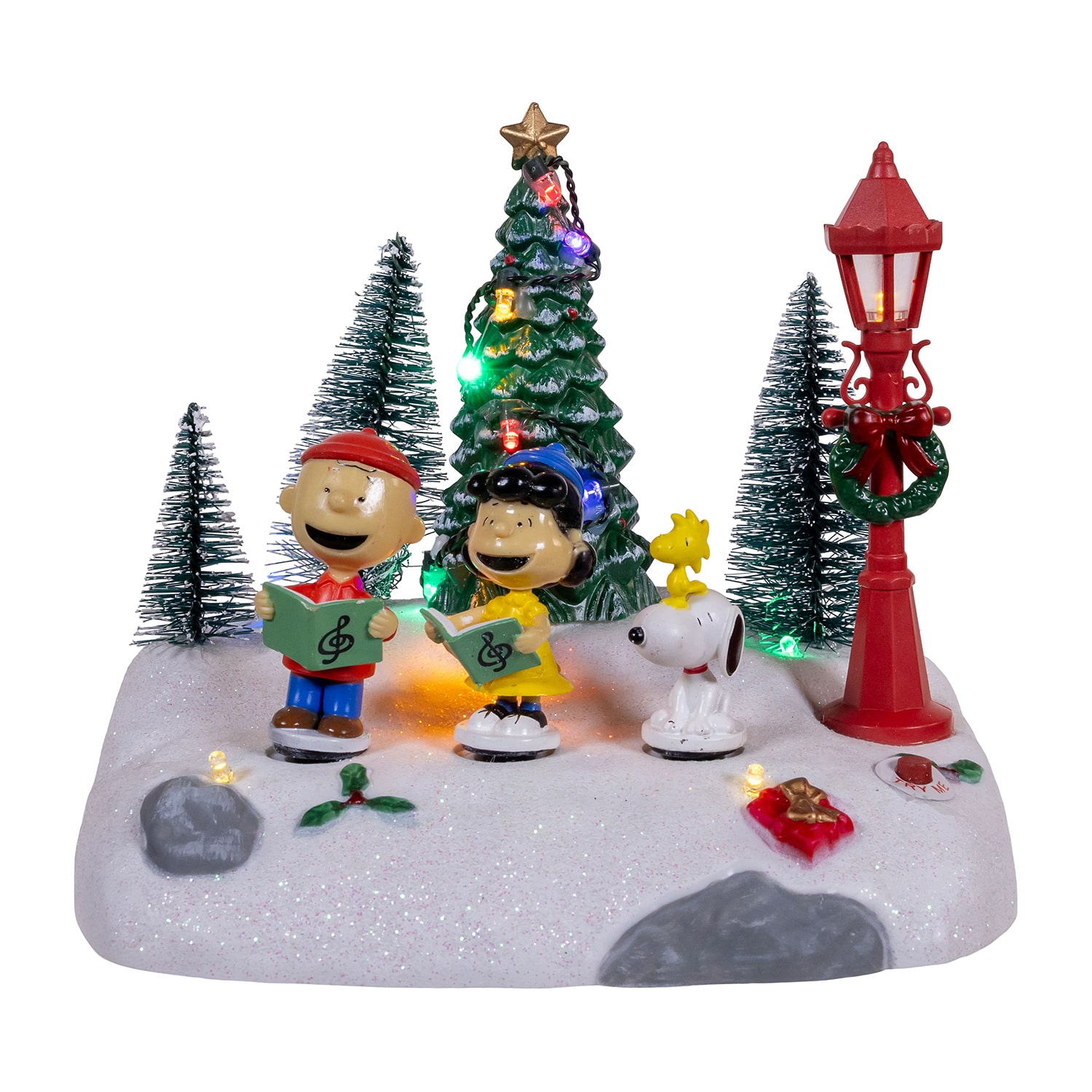 Kurt Adler 6" Battery-Operated Lighted Musical Carolers Lighted Peanuts Snoopy Christmas Tabletop Decor