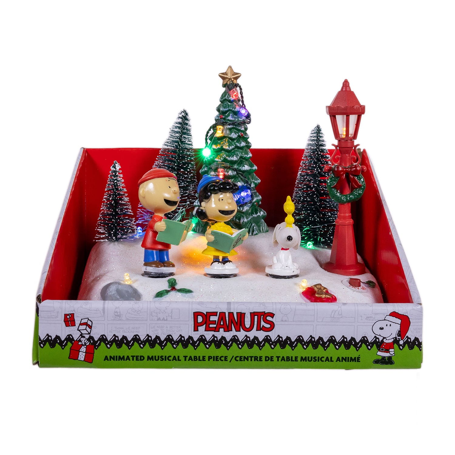 Kurt Adler 6" Battery-Operated Lighted Musical Carolers Lighted Peanuts Snoopy Christmas Tabletop Decor