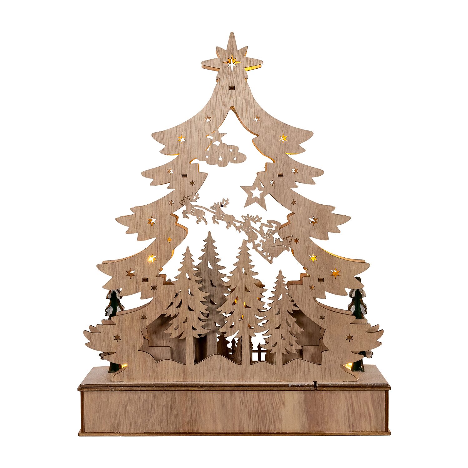Kurt Adler 15.75" Wooden Led Advent Calendar Lighted Christmas Tabletop Decor
