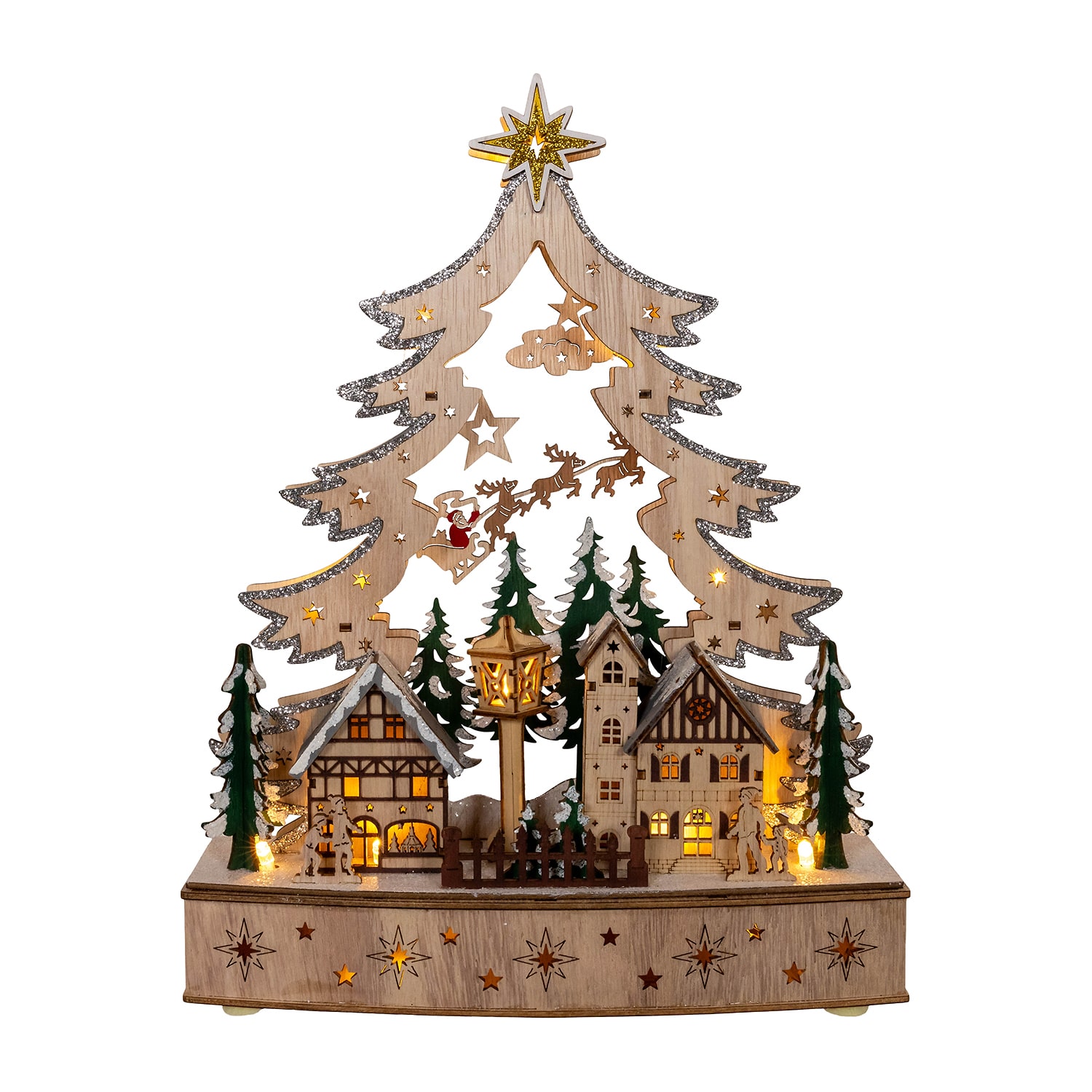 Kurt Adler 15.75" Wooden Led Advent Calendar Lighted Christmas Tabletop Decor