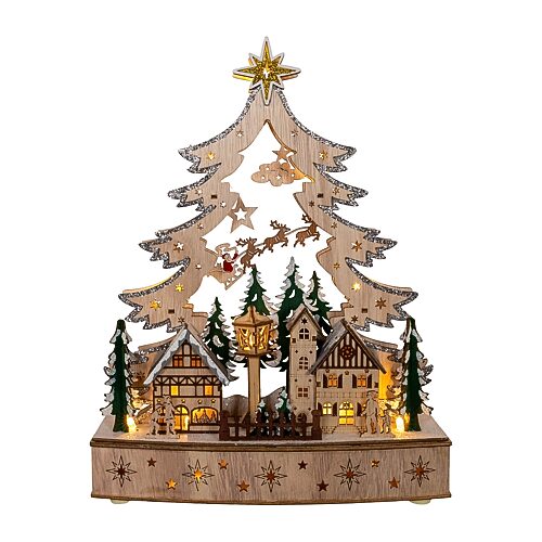 Kurt Adler 15.75" Wooden Led Advent Calendar Lighted Christmas Tabletop Decor In Brown