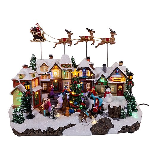 Kurt Adler 11.1" Led Musical Santa Carousel Motion Lighted Christmas Tabletop Decor, One Size, Brown