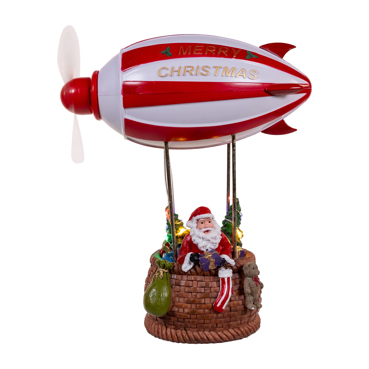 Kurt Adler 8" Musical Santa Hot Air Balloon Lighted Christmas Tabletop Decor
