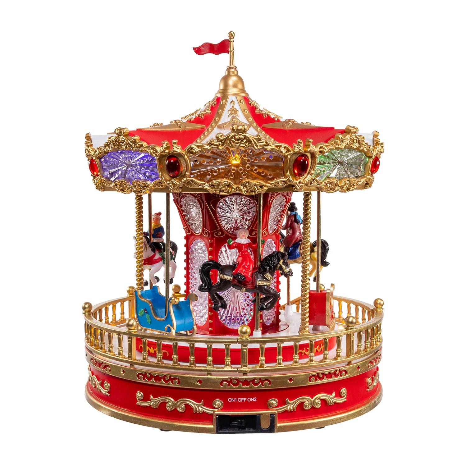 Kurt Adler 11.1"Led Musical Santa Carousel Motion Lighted Christmas Tabletop Decor