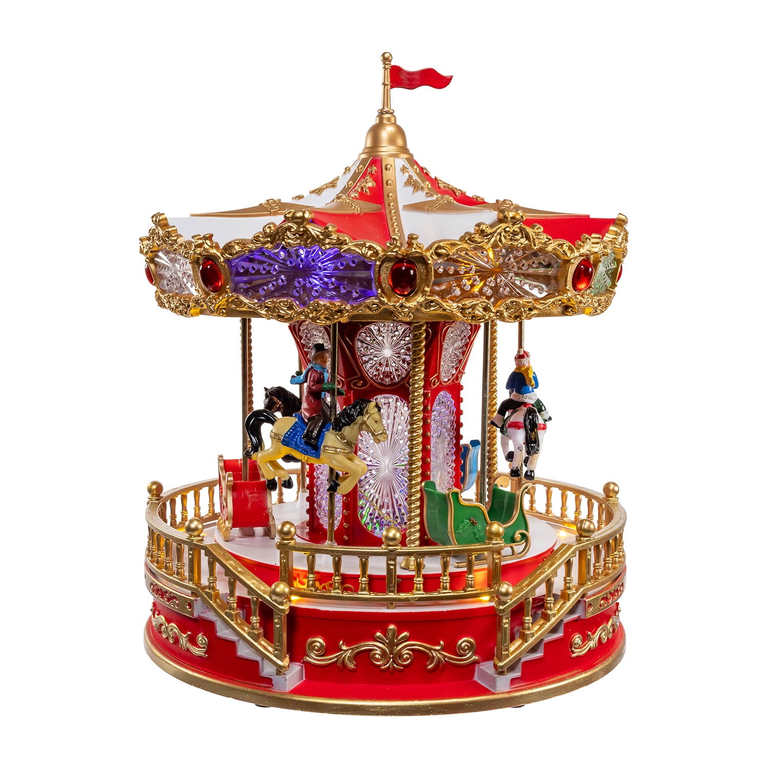 Kurt Adler 11.1"Led Musical Santa Carousel Motion Lighted Christmas Tabletop Decor