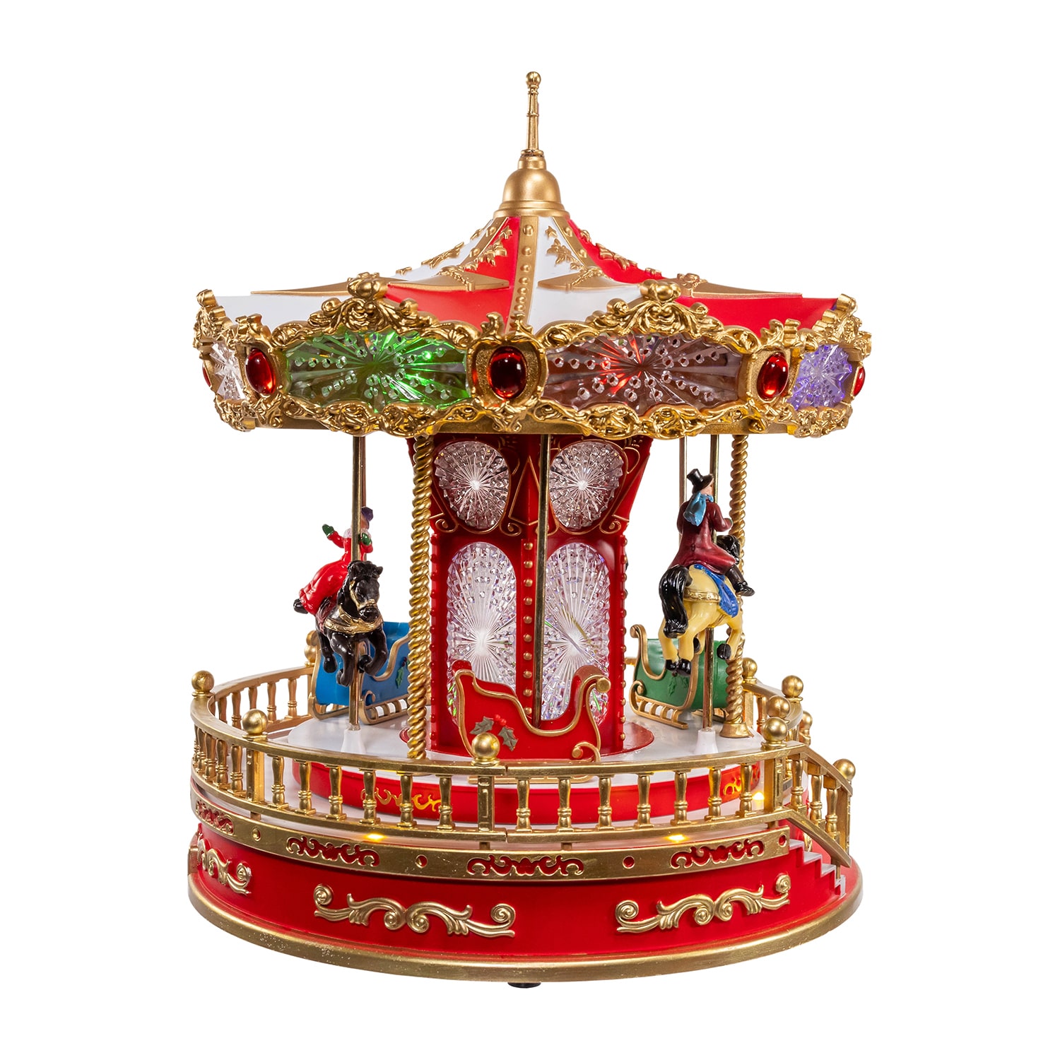 Kurt Adler 11.1"Led Musical Santa Carousel Motion Lighted Christmas Tabletop Decor