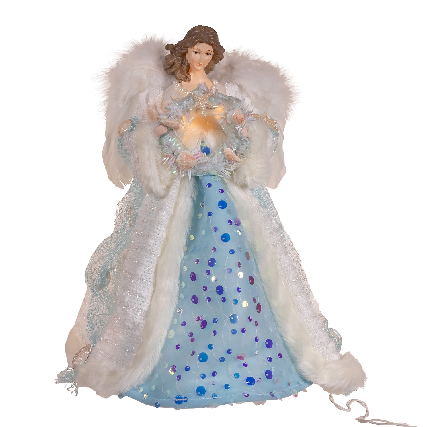 Kurt Adler 14" 10-Light Coastal Beach Angel Indoor Tree Skirt
