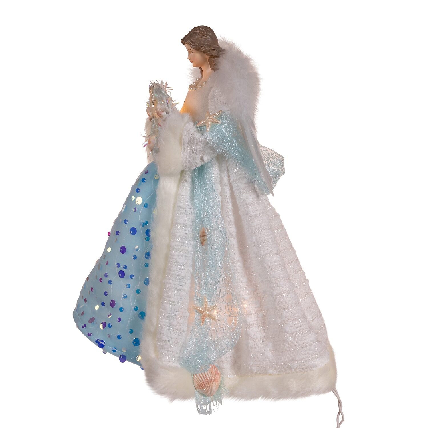 Kurt Adler 14" 10-Light Coastal Beach Angel Indoor Tree Skirt