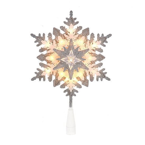 Kurt Adler 13.75" 20-Light Silver And White Glittered Snowflake Indoor Tree Skirt