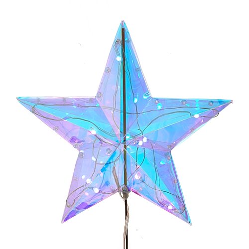 Kurt Adler 13.25" Multicolor Holographic Star Christmas Tree Topper, One Size, Red