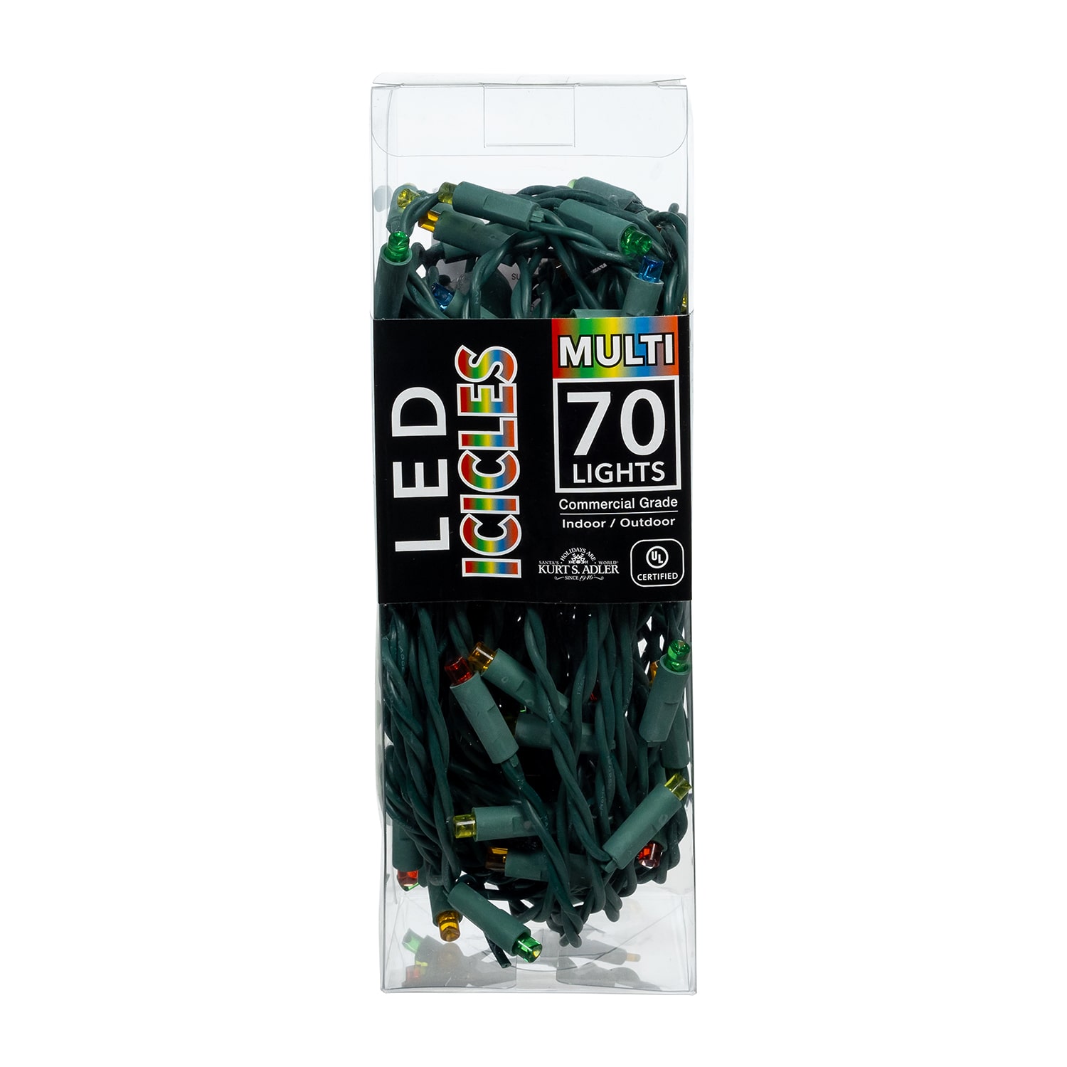 Kurt Adler 7.5' 70-Light Multicolored Led Icicle String Lights