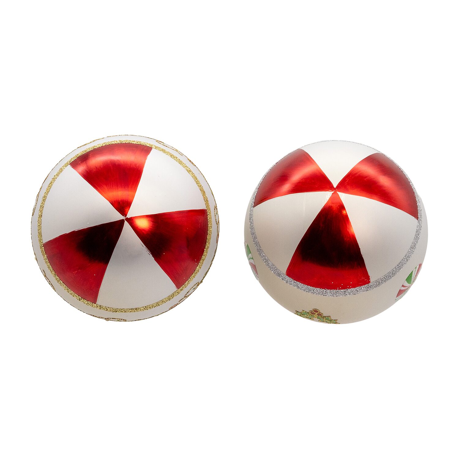 Kurt Adler 80mm Holly Leaves Glass Ball 6-pc. Christmas Ornament