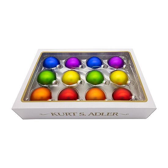 Kurt Adler 60mm Glass Rainbow Ball 12-pc. Christmas Ornament