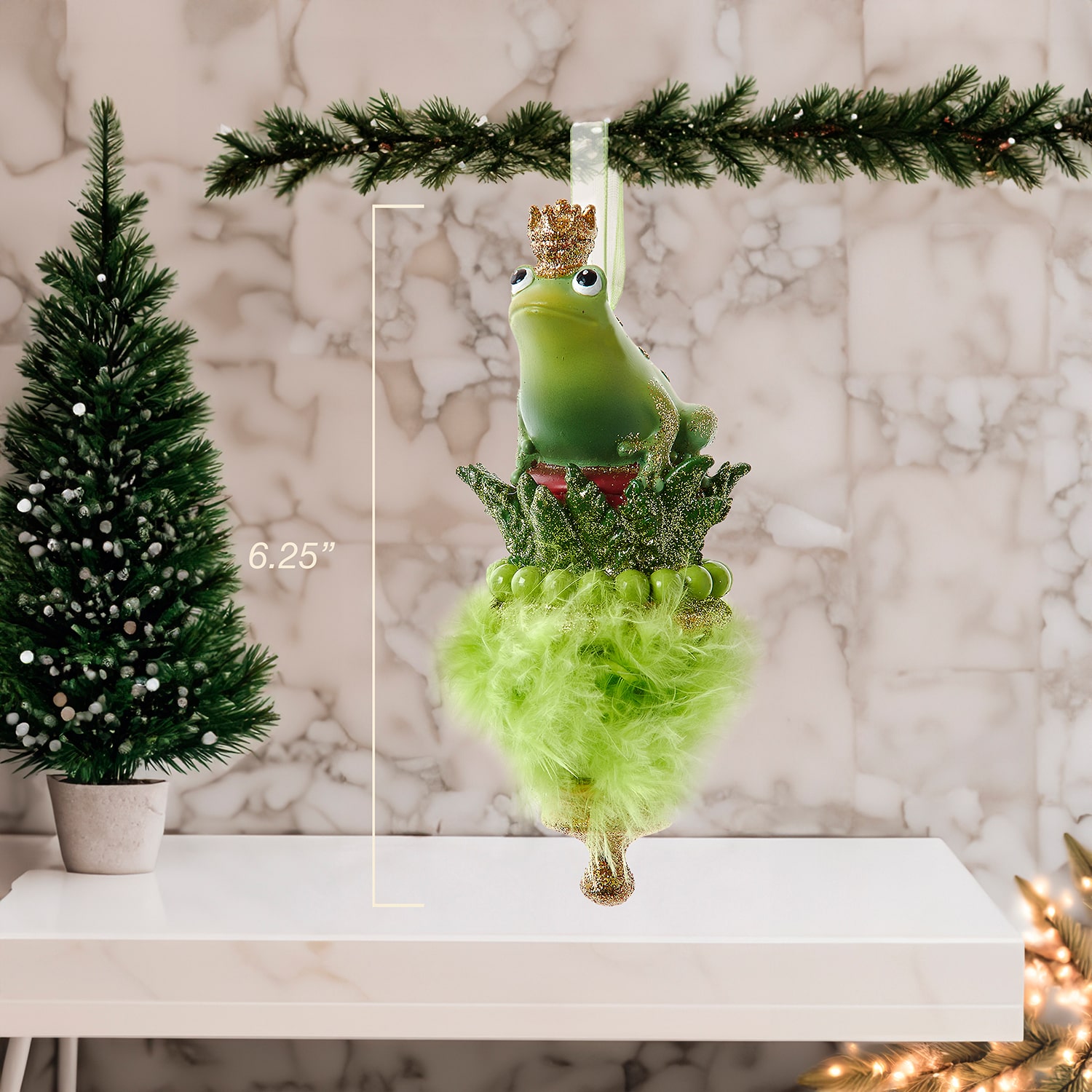 Kurt Adler 6.25" Holly Hats Frog Prince Christmas Ornament