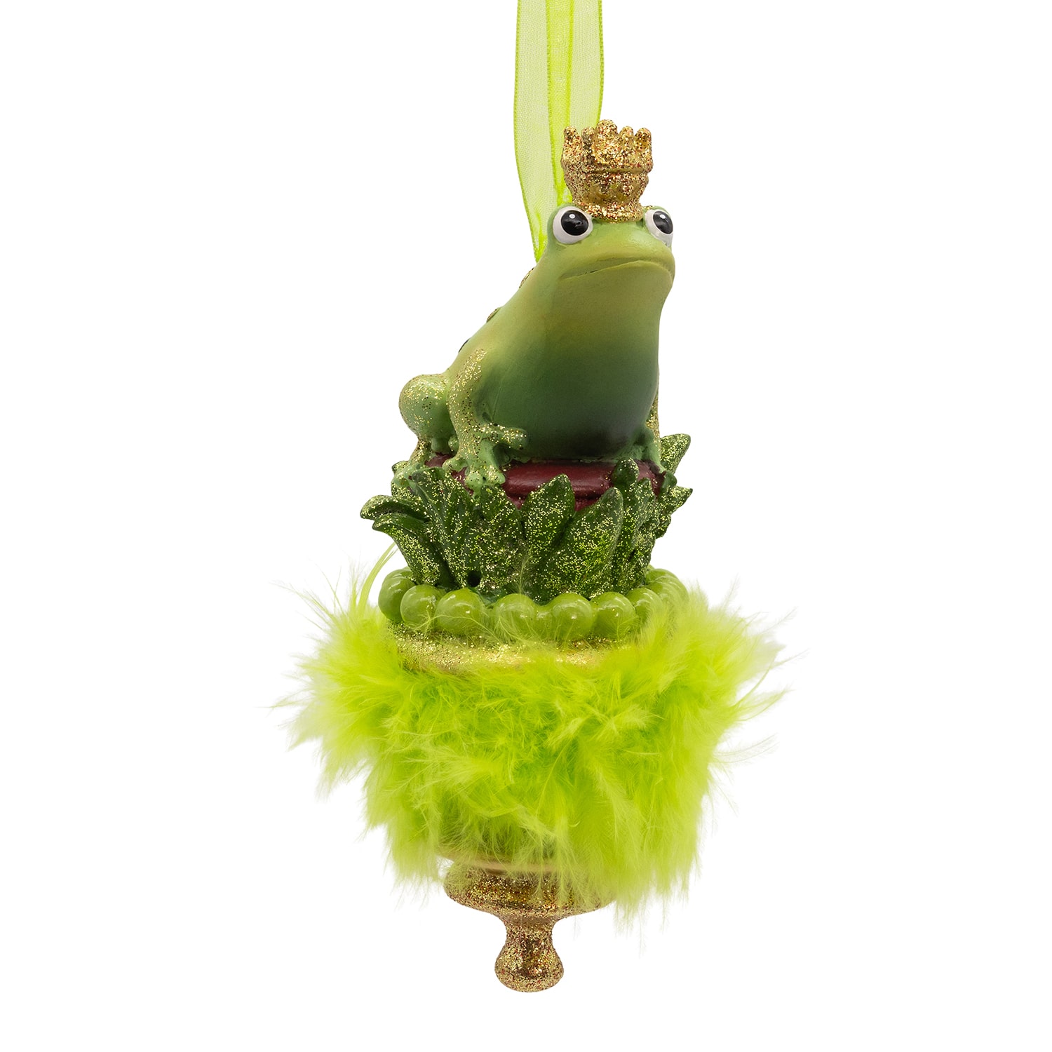 Kurt Adler 6.25" Holly Hats Frog Prince Christmas Ornament