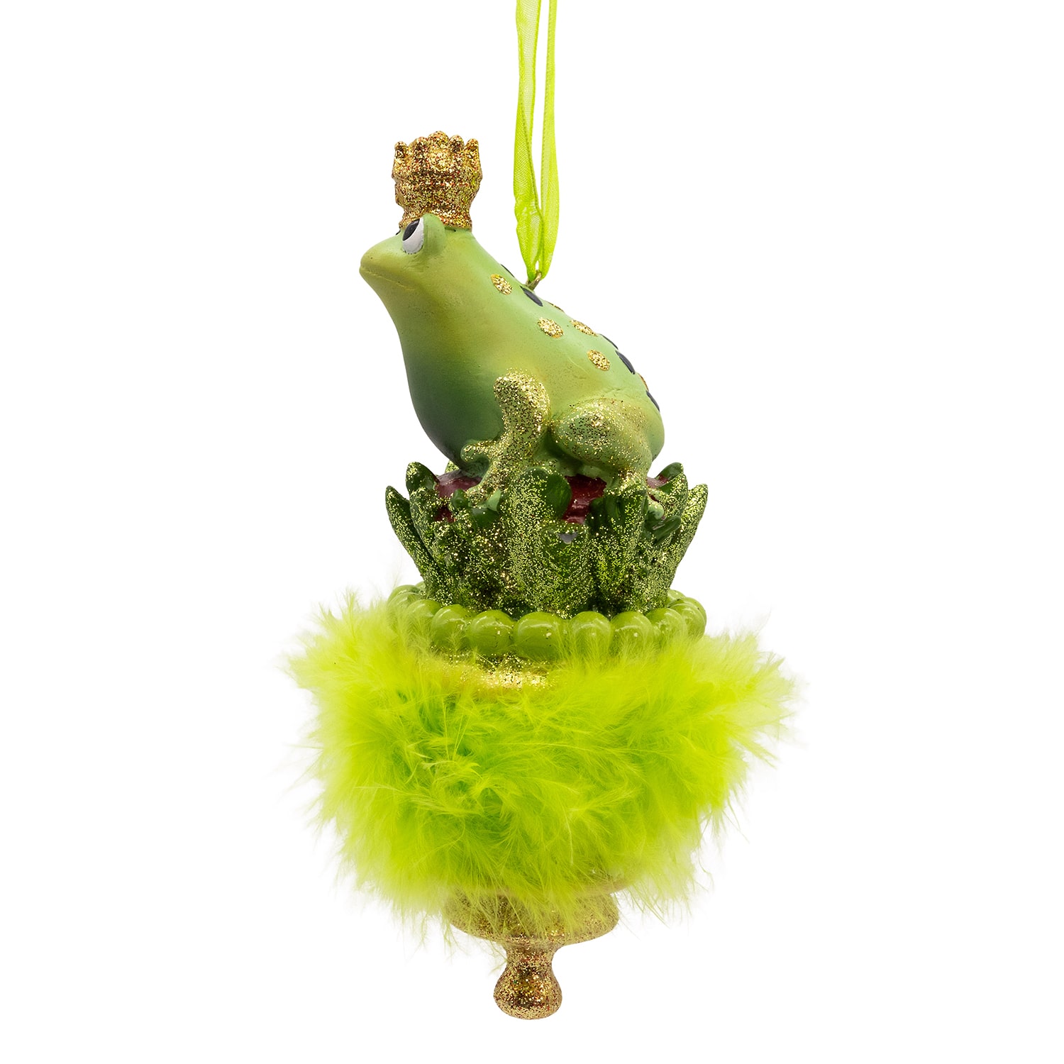 Kurt Adler 6.25" Holly Hats Frog Prince Christmas Ornament