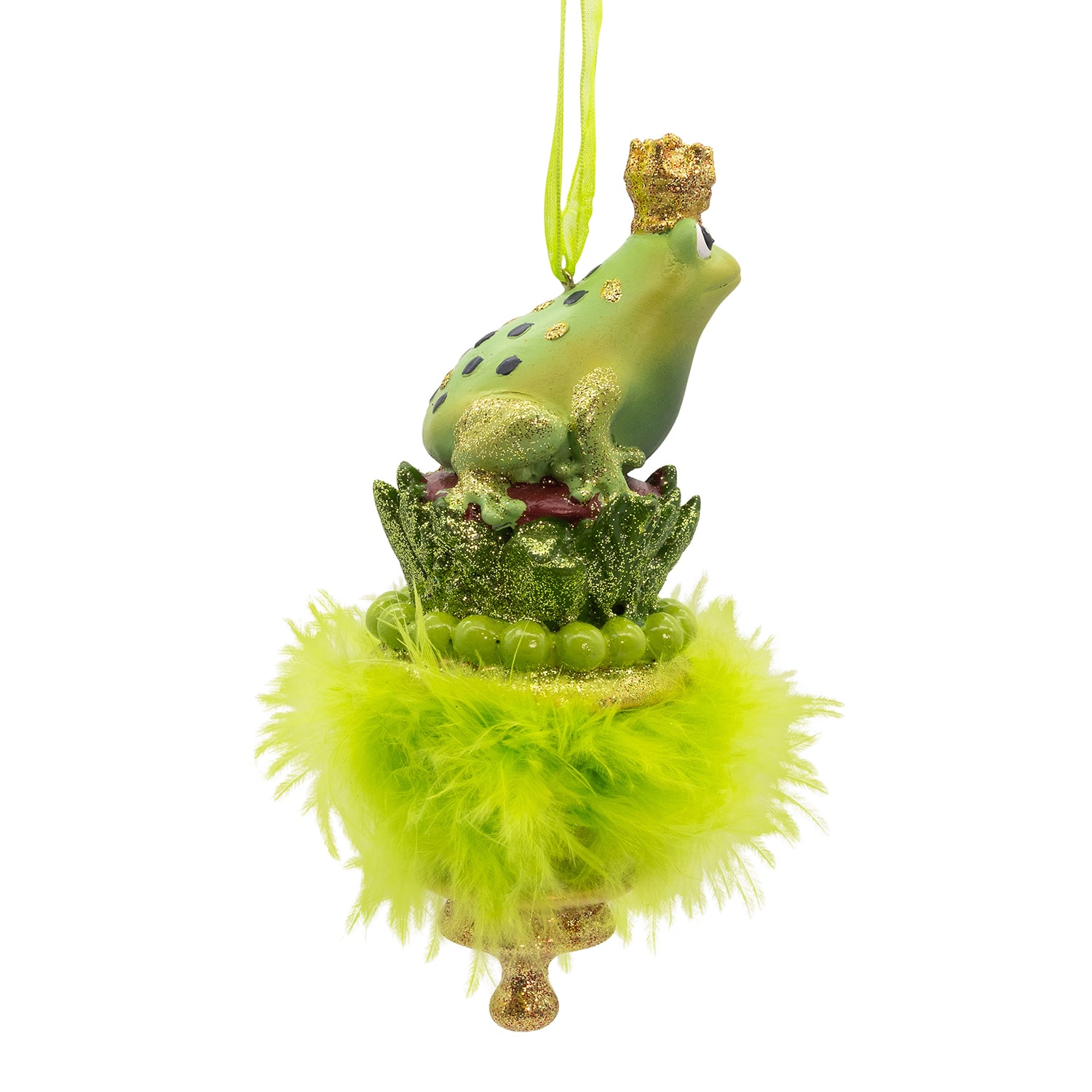 Kurt Adler 6.25" Holly Hats Frog Prince Christmas Ornament