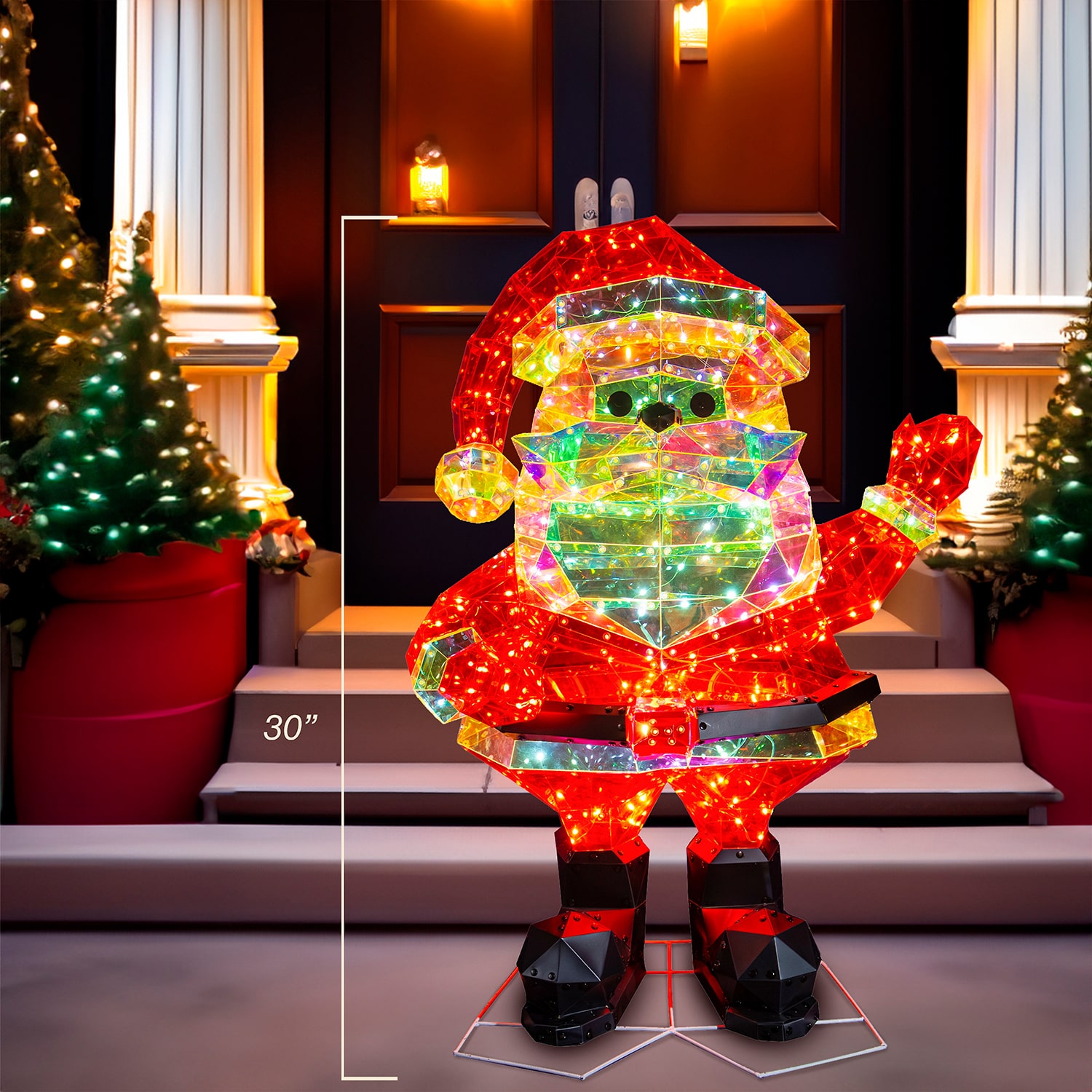 Kurt Adler 30"  Led Multifunction Holographic Santa Christmas Yard Art
