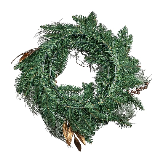 Kurt Adler 24" Unlit Copper And Silver Balls Green Wreath