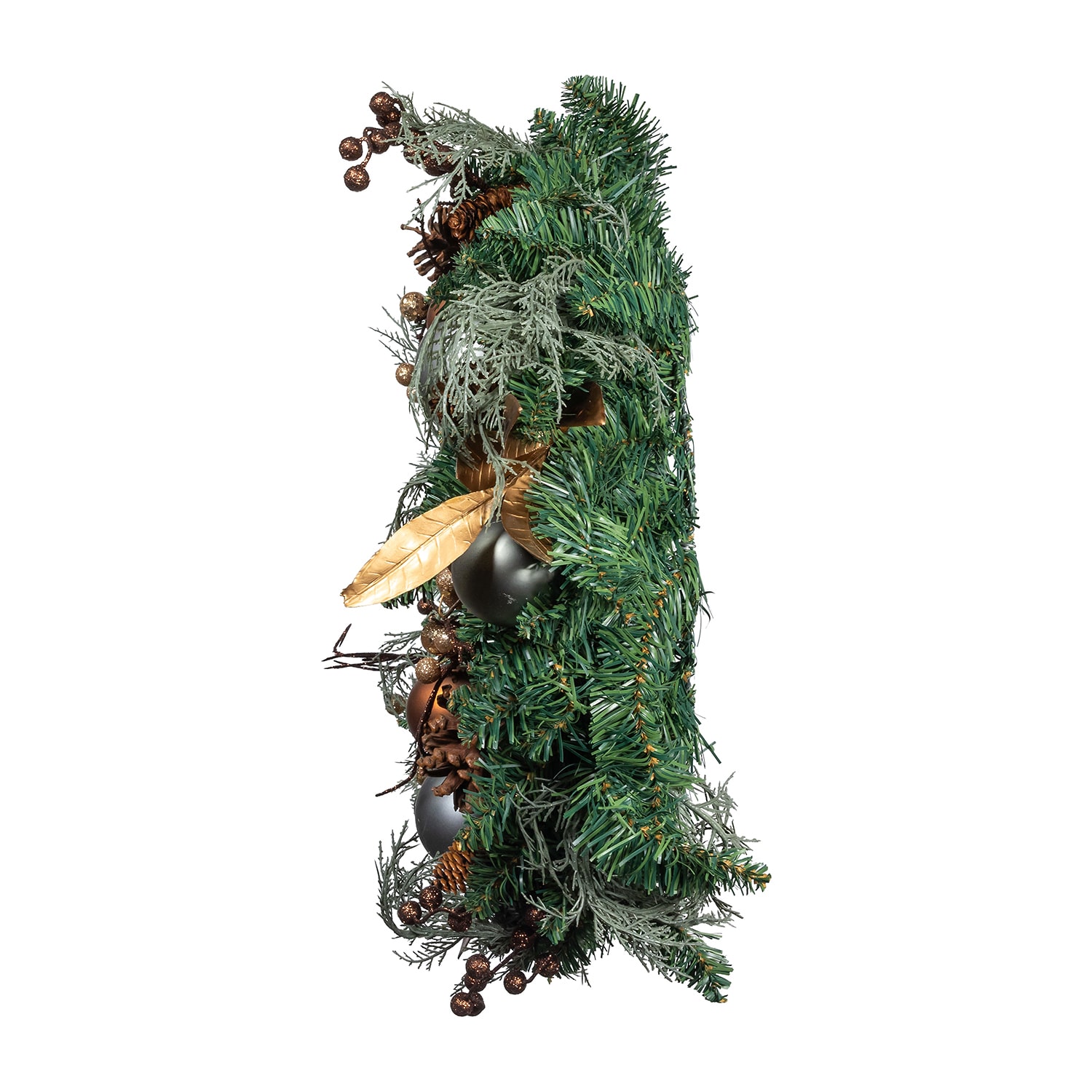 Kurt Adler 24" Unlit Copper And Silver Balls Green Wreath