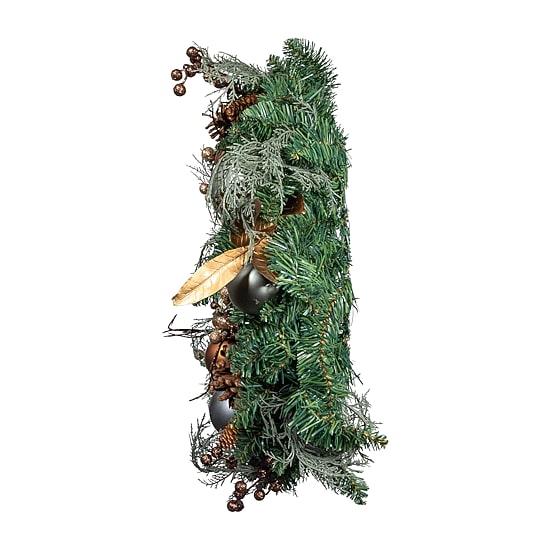 Kurt Adler 24" Unlit Copper And Silver Balls Green Wreath