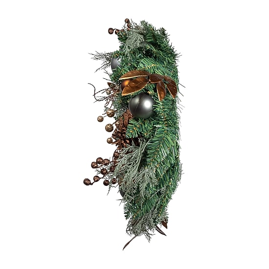 Kurt Adler 24" Unlit Copper And Silver Balls Green Wreath