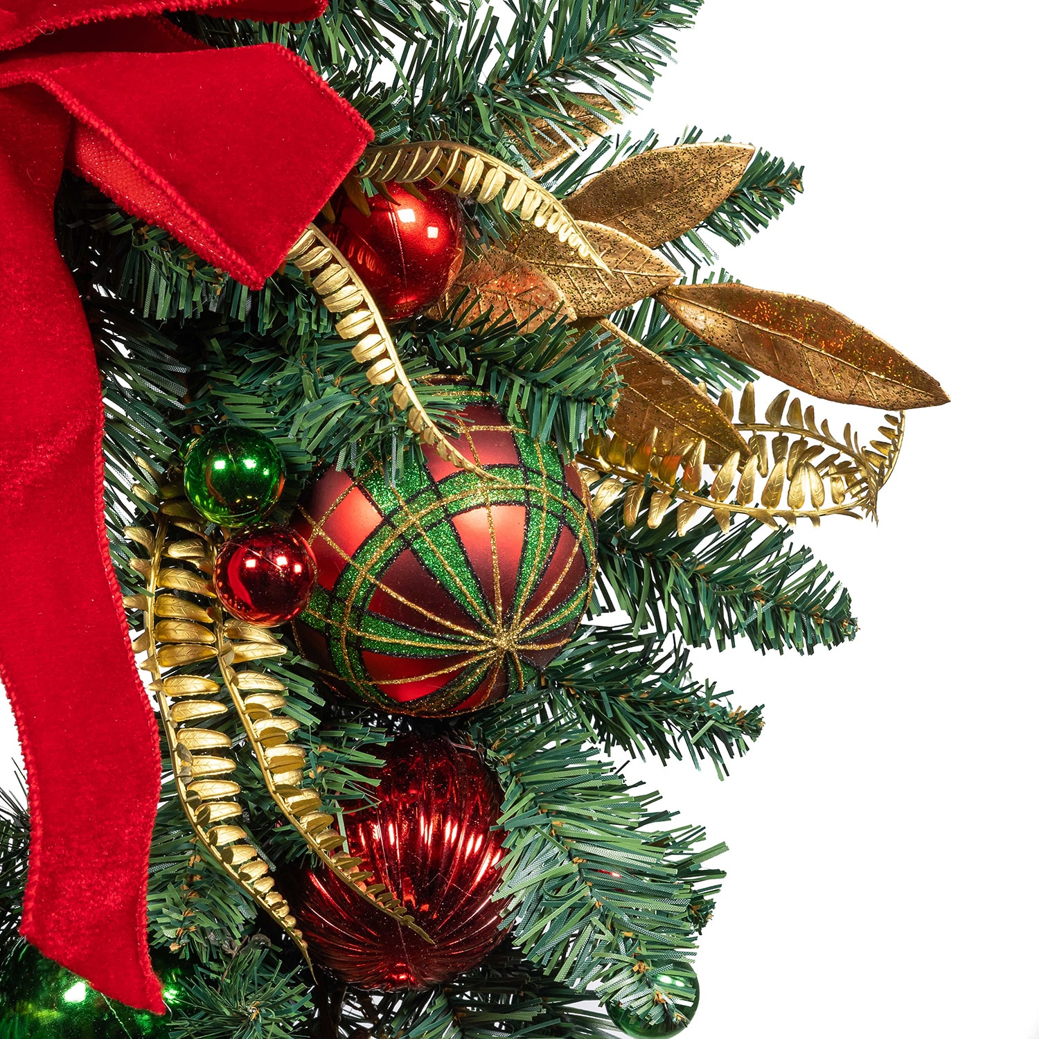 Kurt Adler 24" Unlit Gold Red And Green Ribbon Wreath