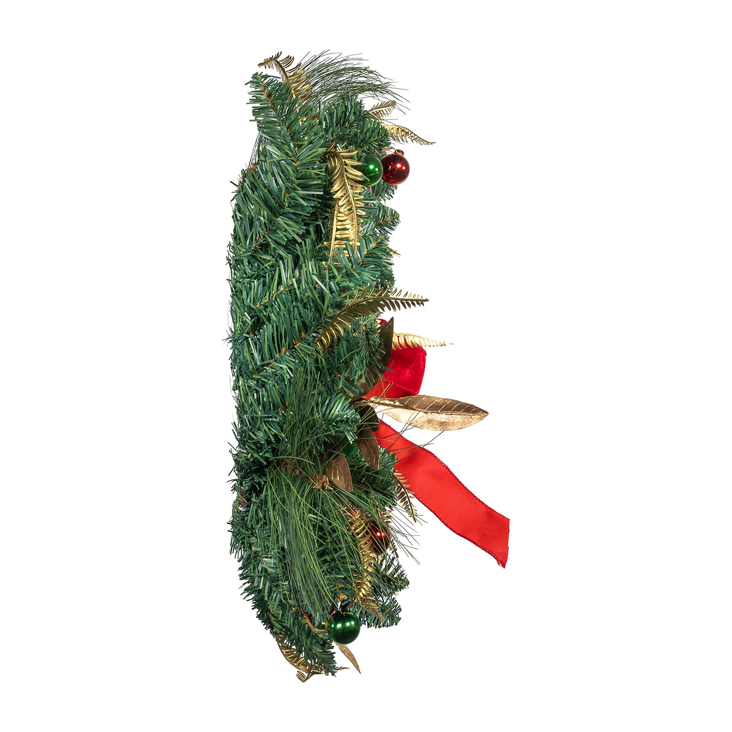 Kurt Adler 24" Unlit Gold Red And Green Ribbon Wreath