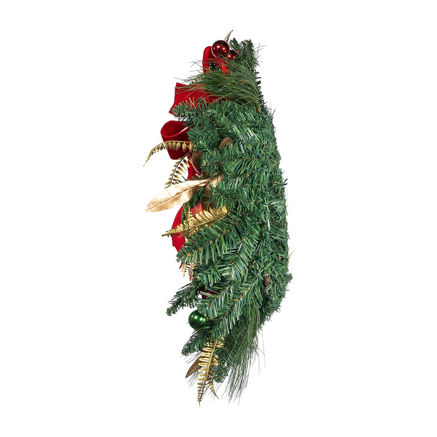 Kurt Adler 24" Unlit Gold Red And Green Ribbon Wreath