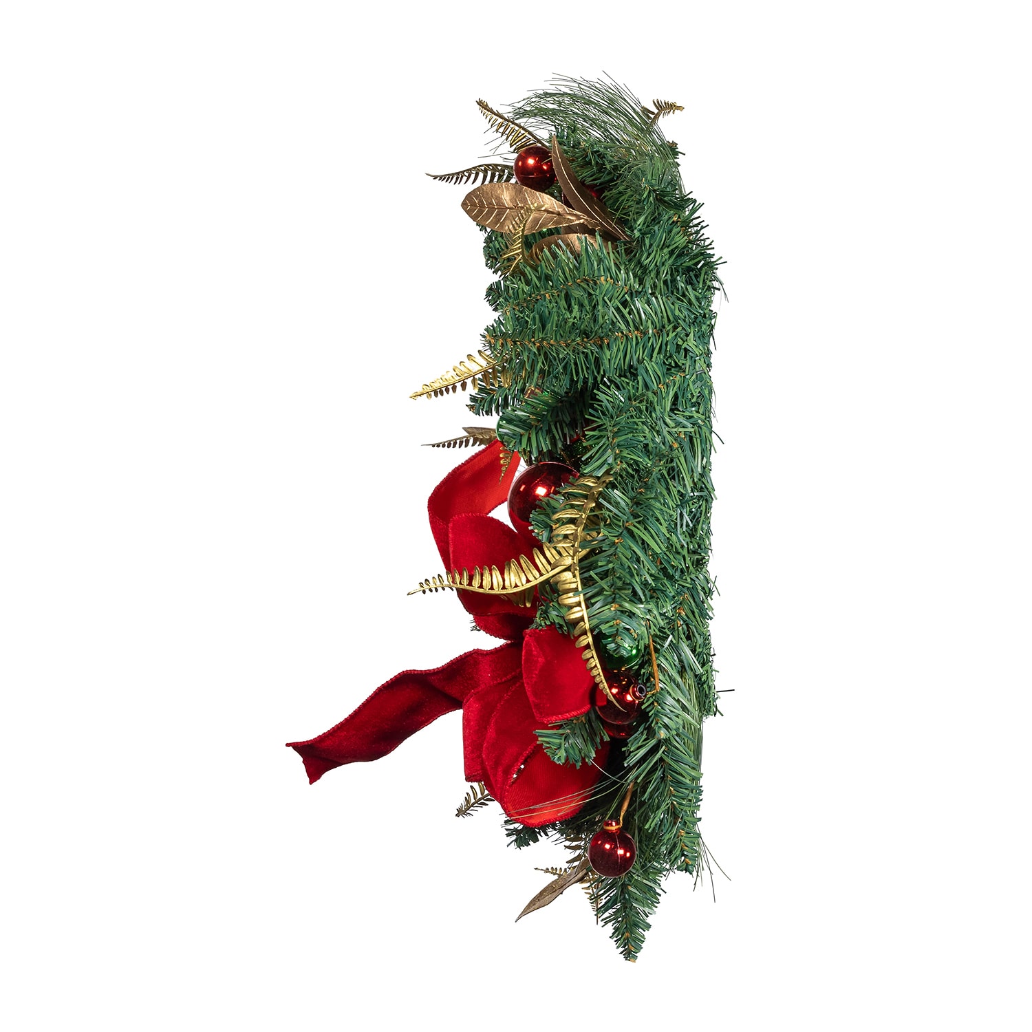Kurt Adler 24" Unlit Gold Red And Green Ribbon Wreath