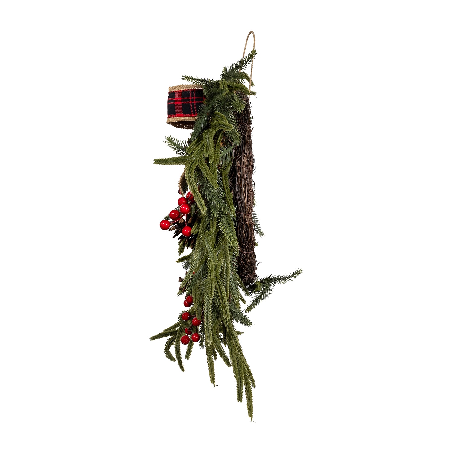 Kurt Adler 24" Unlit Berries And Pinecone Rattan Wreath