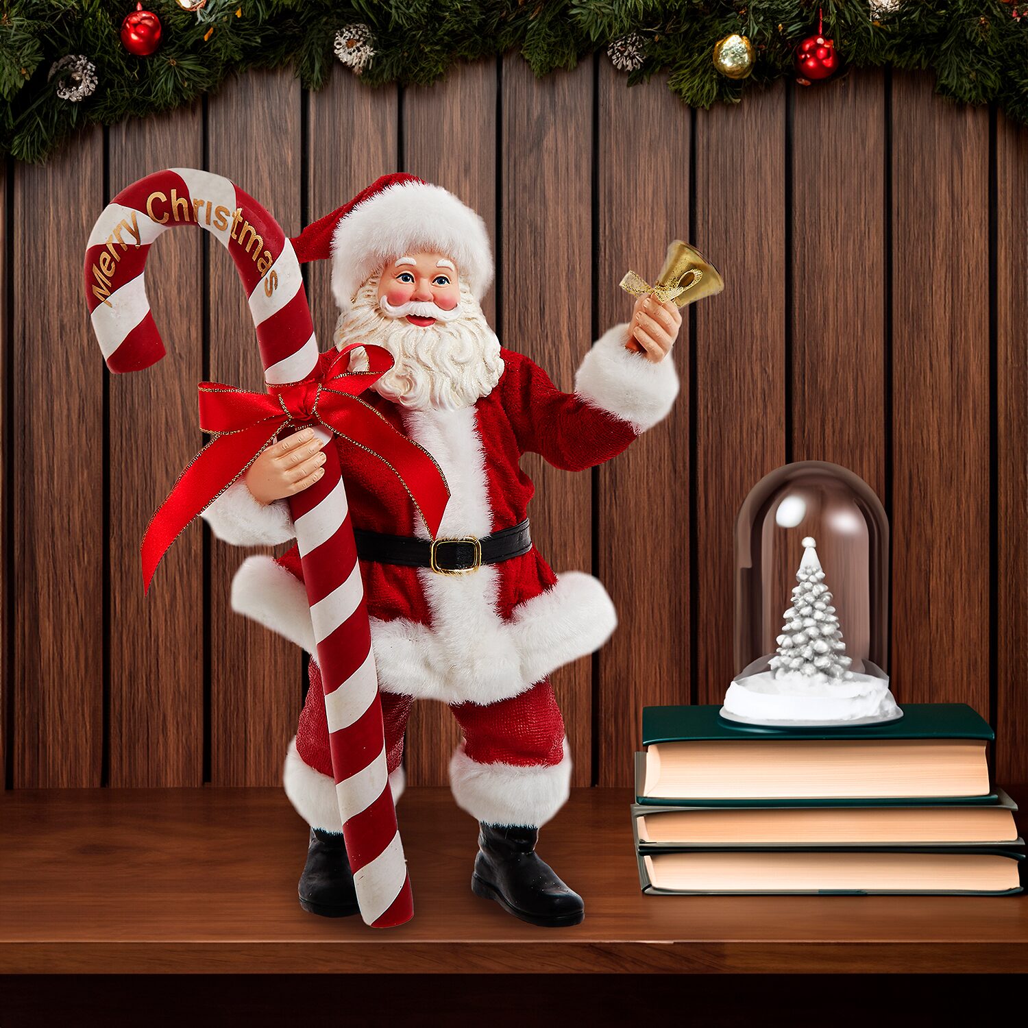 Kurt Adler 10.5" Fabriche With Oversized Candy Cane Christmas Figurine