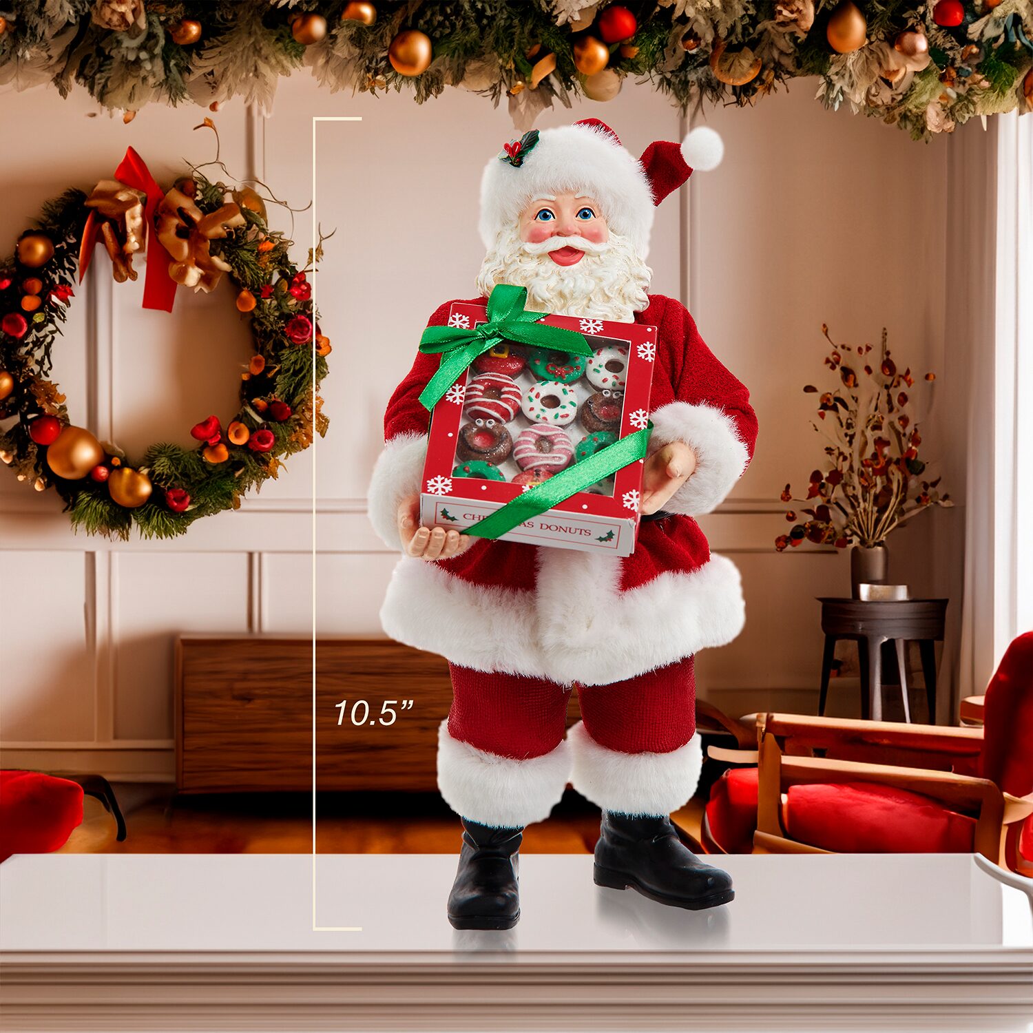 Kurt Adler 10.5" Fabriche With Box Of Donuts Christmas Figurine