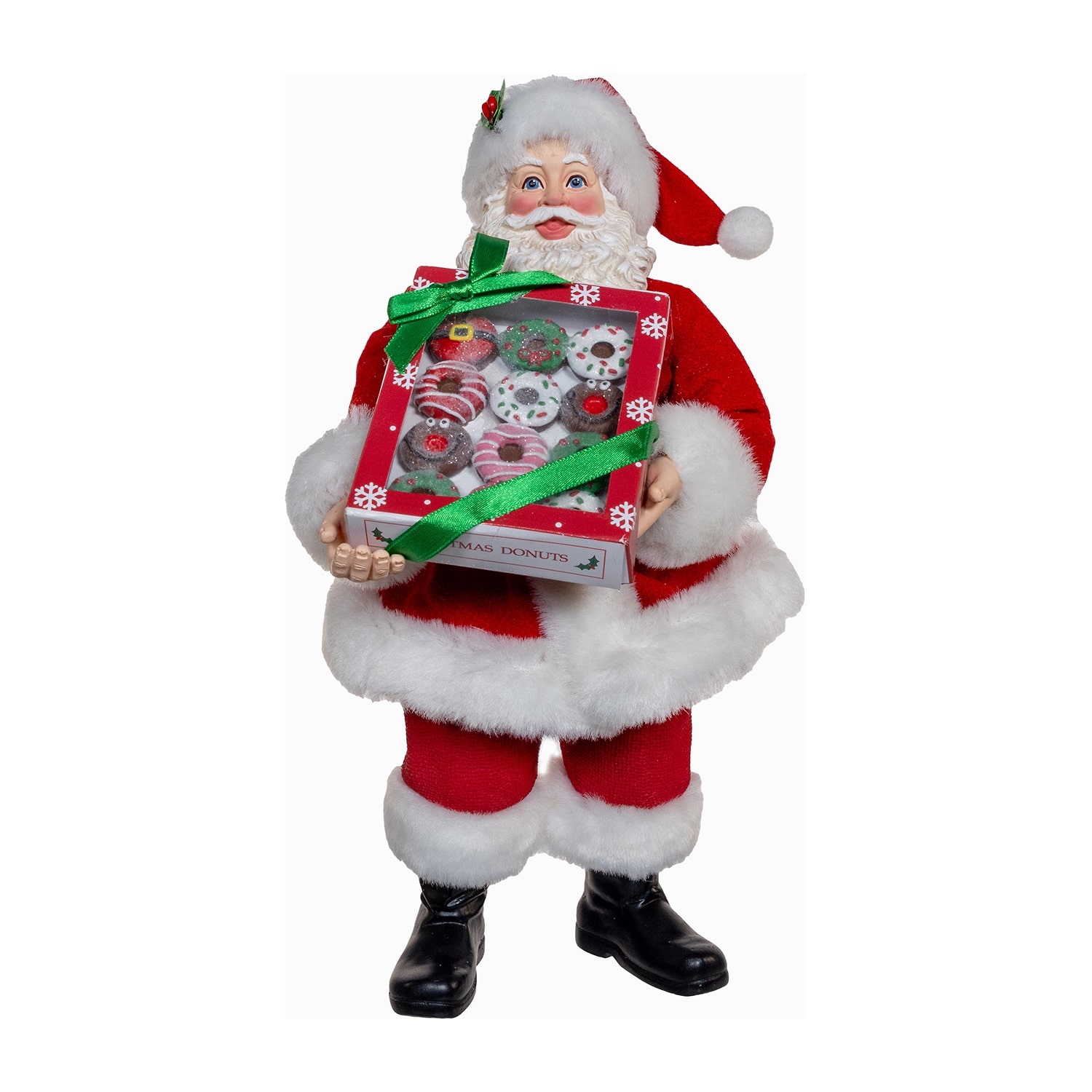 Kurt Adler 10.5" Fabriche With Box Of Donuts Christmas Figurine