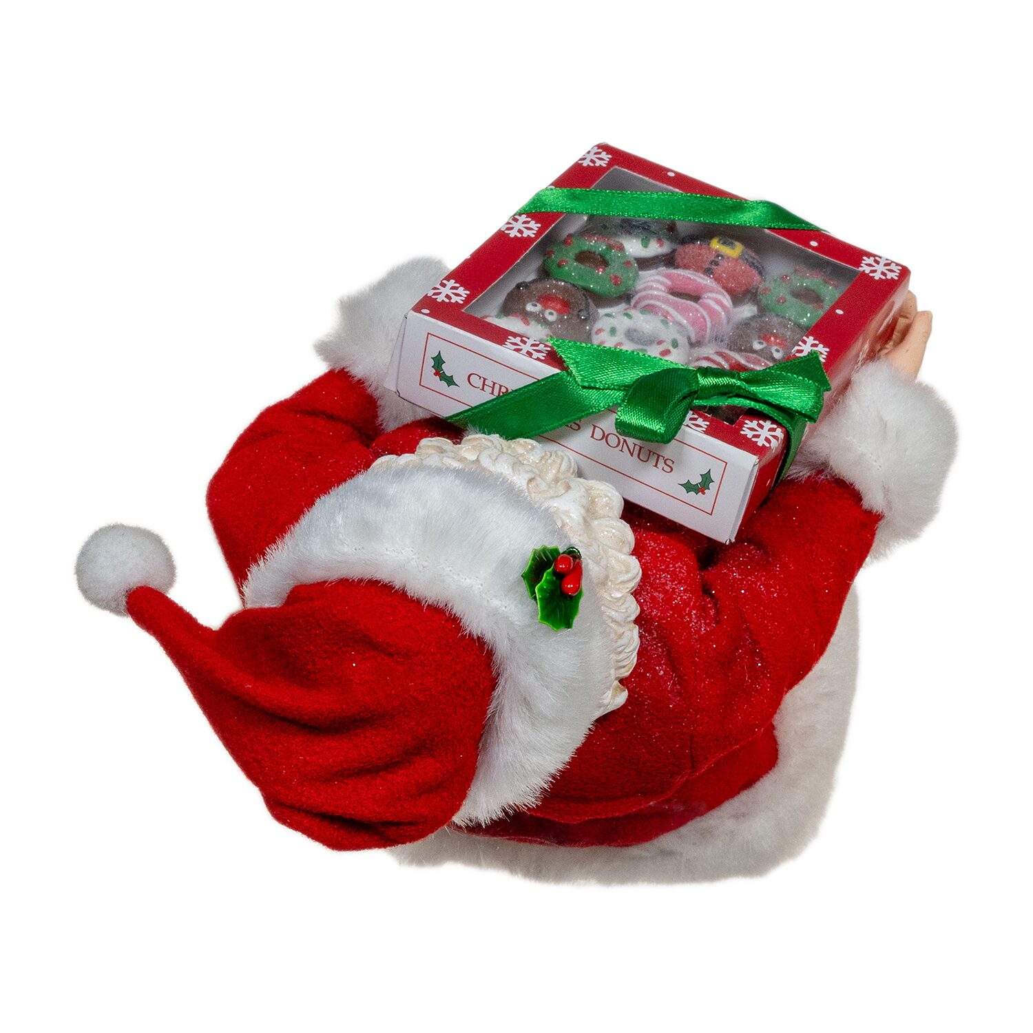 Kurt Adler 10.5" Fabriche With Box Of Donuts Christmas Figurine