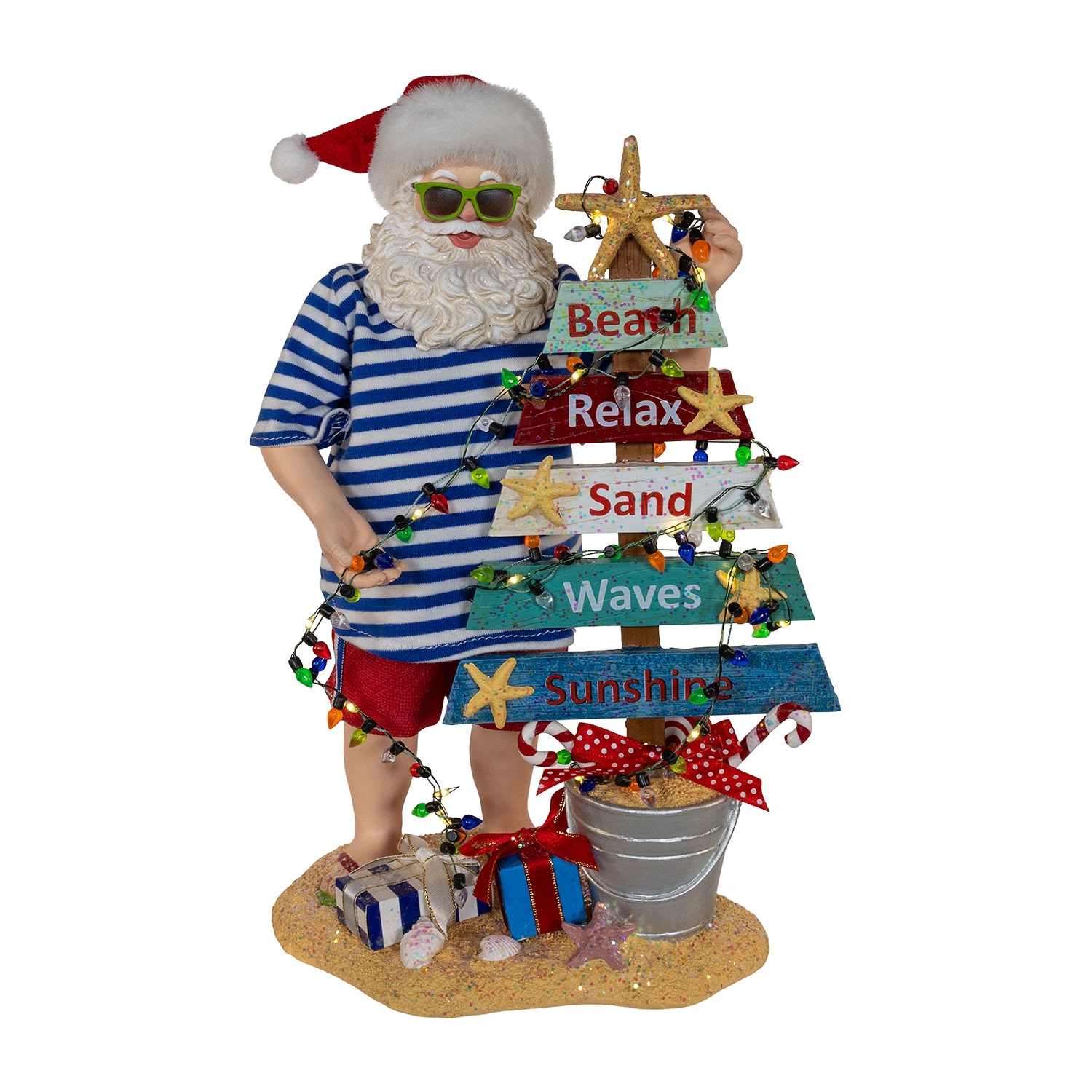 Kurt Adler 10.5" Fabriche Beach  With Lighted Sign Christmas Figurine