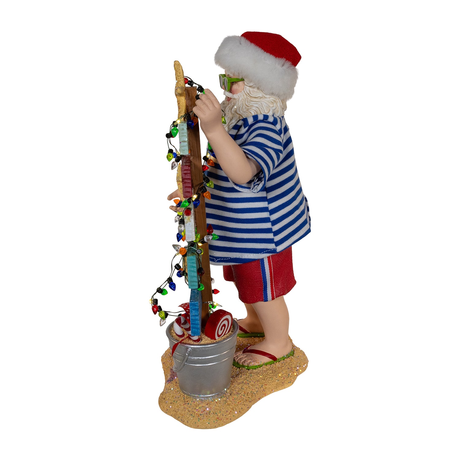 Kurt Adler 10.5" Fabriche Beach  With Lighted Sign Christmas Figurine