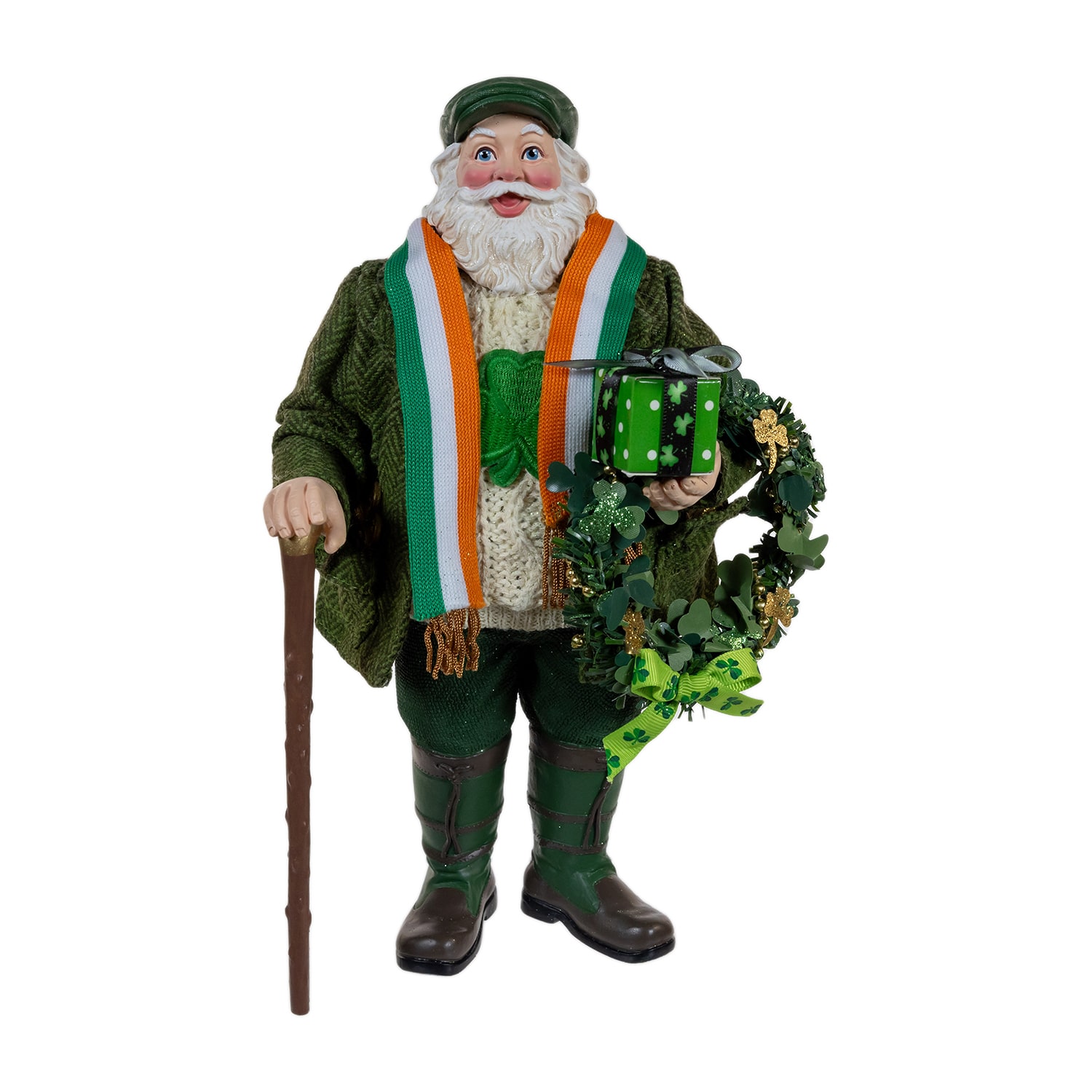 Kurt Adler 10.5" Fabriche Musical Irish  With Wreath Christmas Figurine