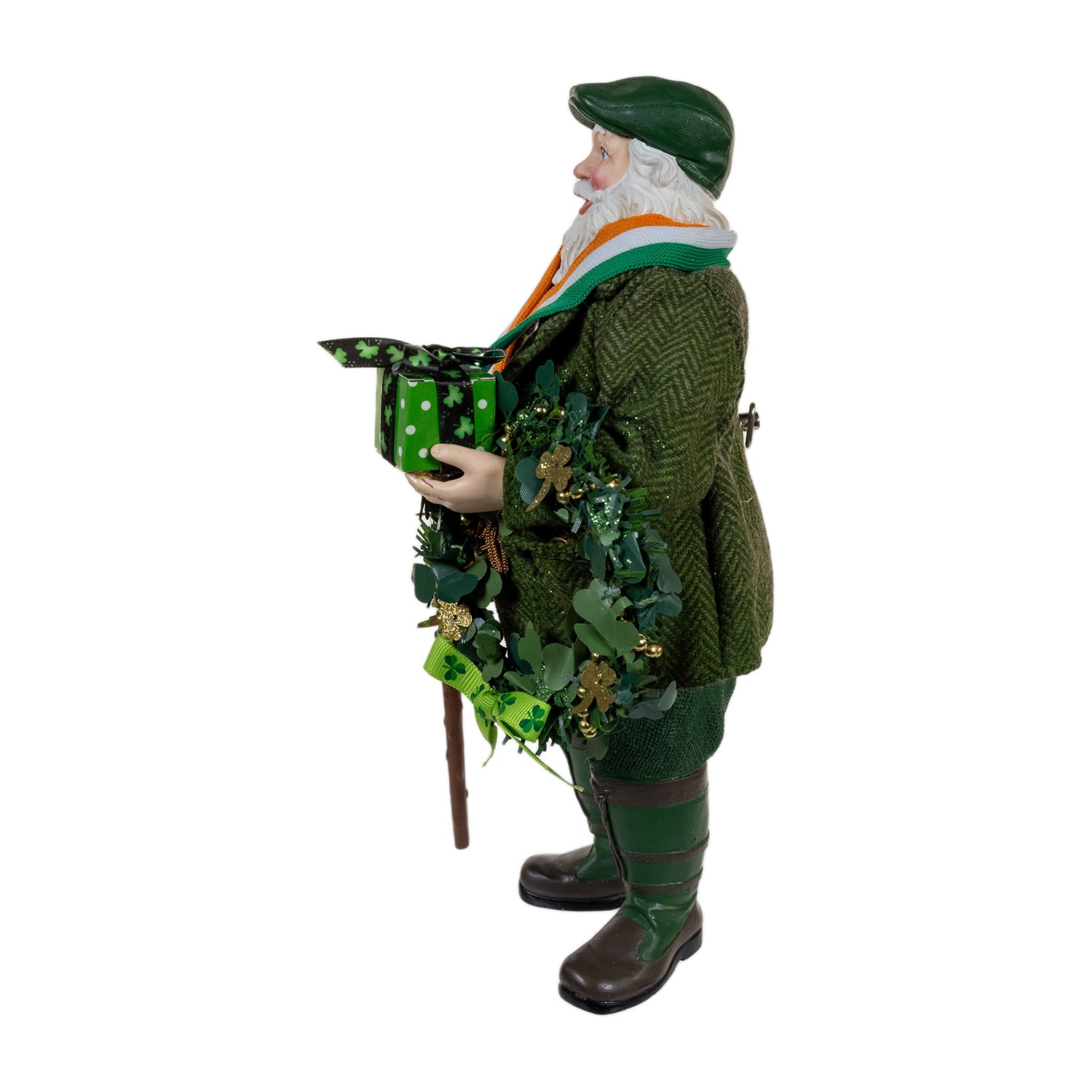 Kurt Adler 10.5" Fabriche Musical Irish  With Wreath Christmas Figurine