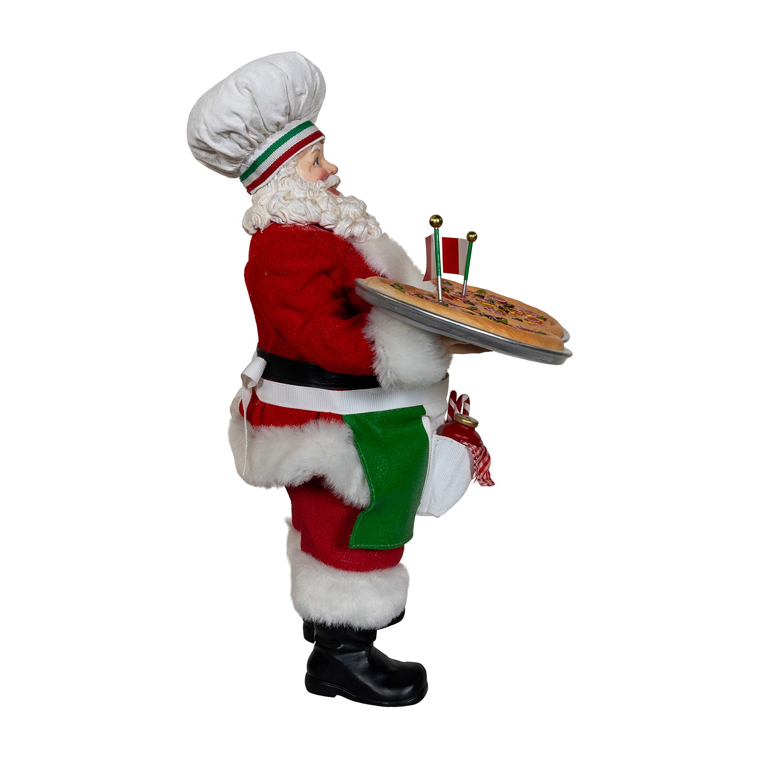 Kurt Adler 11" Fabriche Chef  Holding Two Trays Of Pizza Christmas Figurine