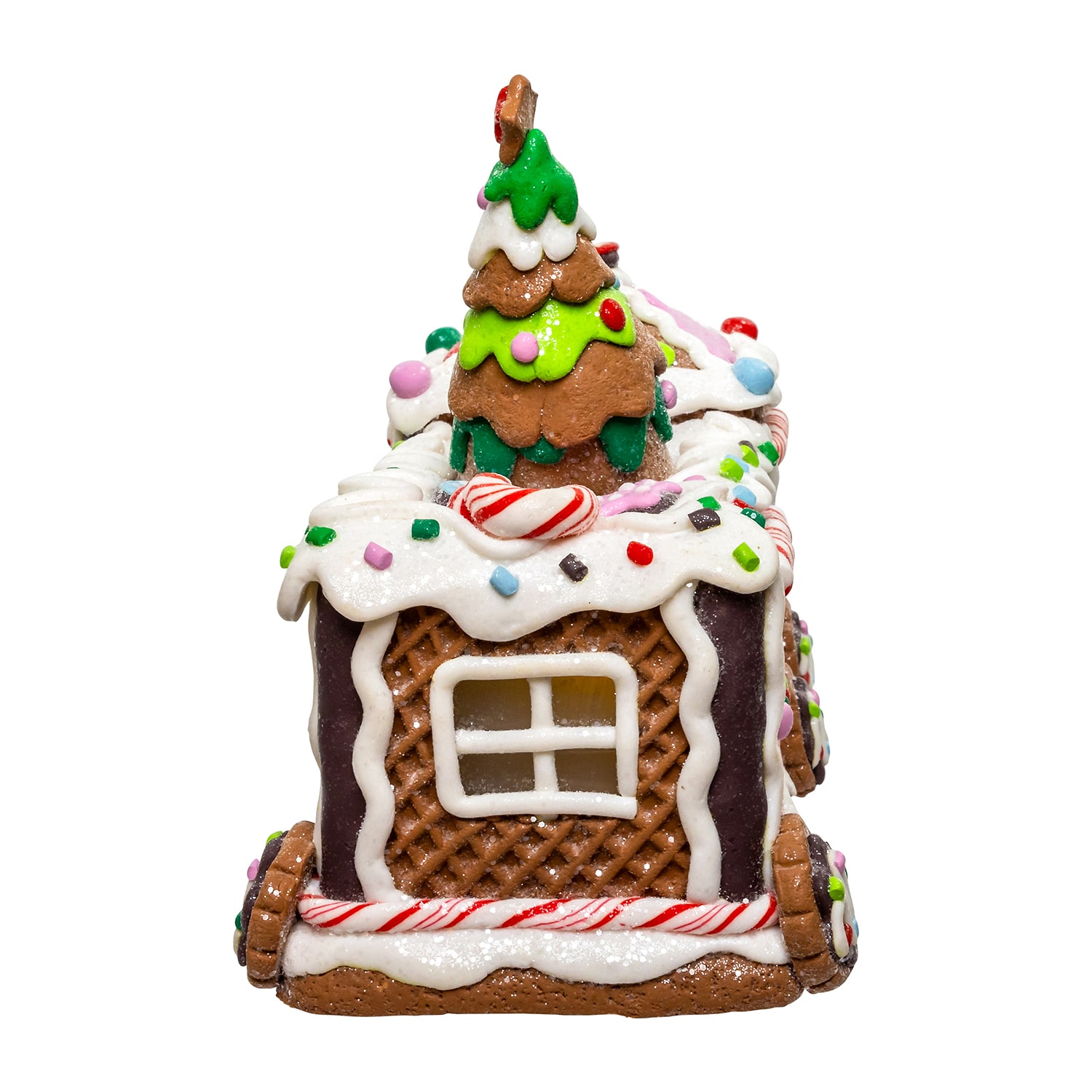 Kurt Adler 7" Led Gingerbread Train With Tree Table Piece Gingerbread House Lighted