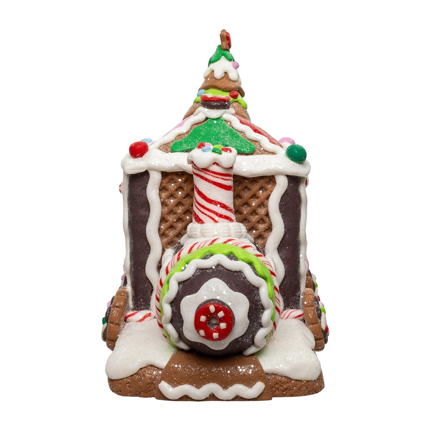 Kurt Adler 7" Led Gingerbread Train With Tree Table Piece Gingerbread House Lighted