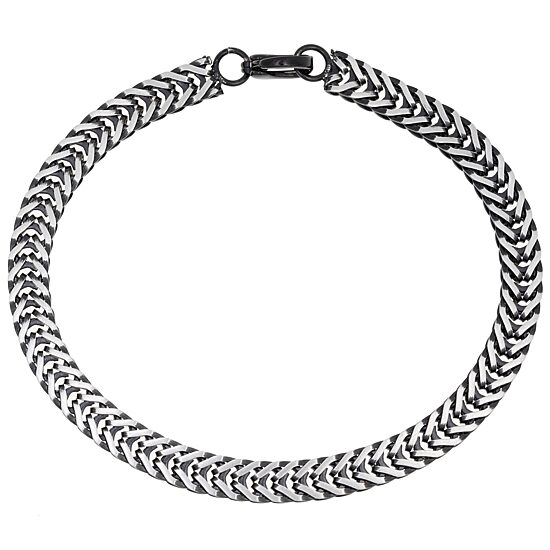 Mens Stainless Steel 8 1/2 Inch Solid Herringbone Chain Bracelet