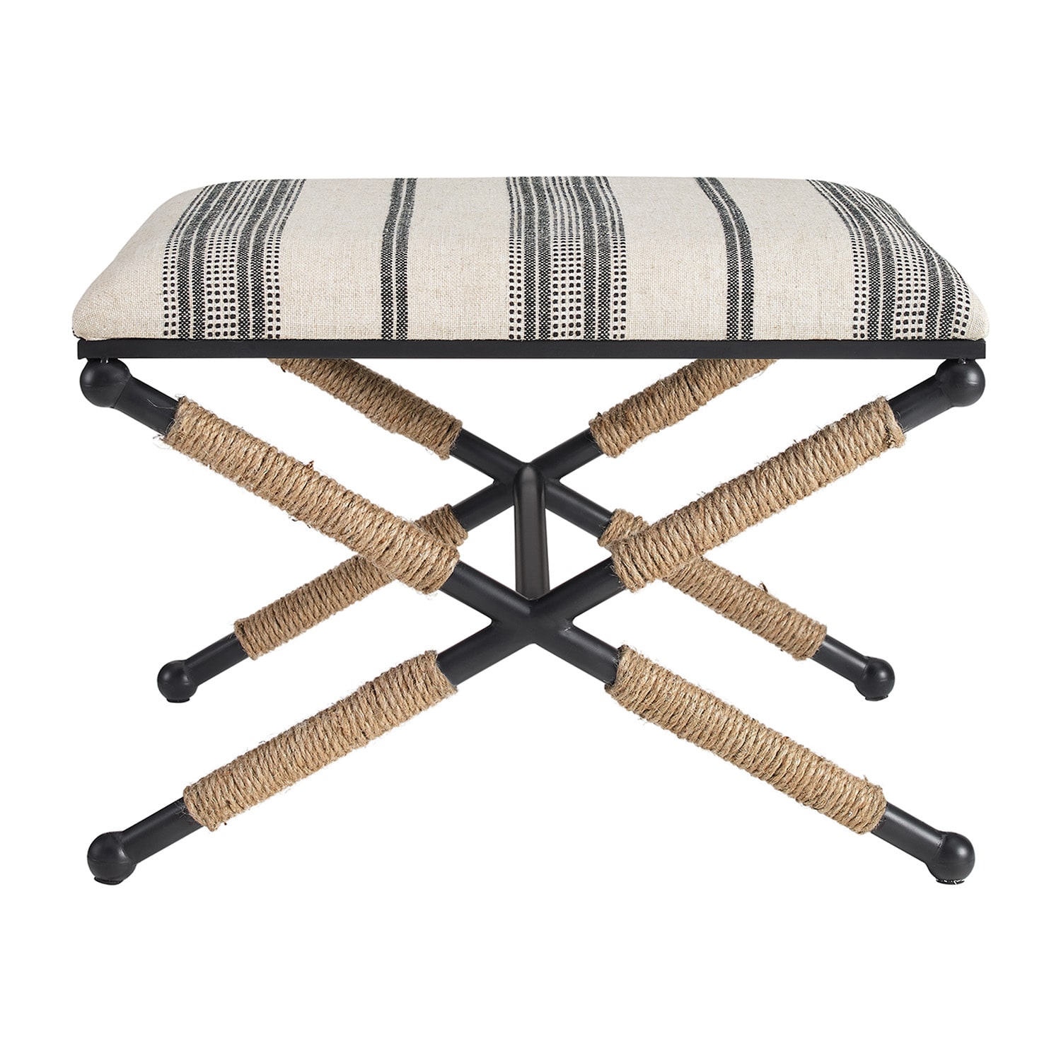 Linon Arjean Living Room Collection Upholstered Footstool