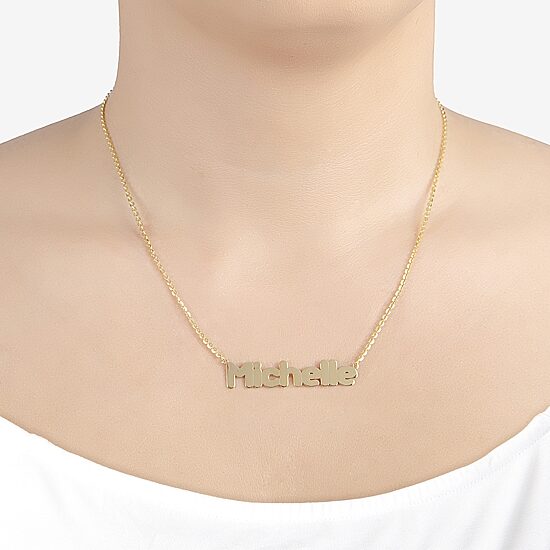 Womens 14K Gold Over Silver 16 Inch Name Necklace