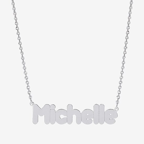 Womens Sterling Silver 18 Inch Name Necklace